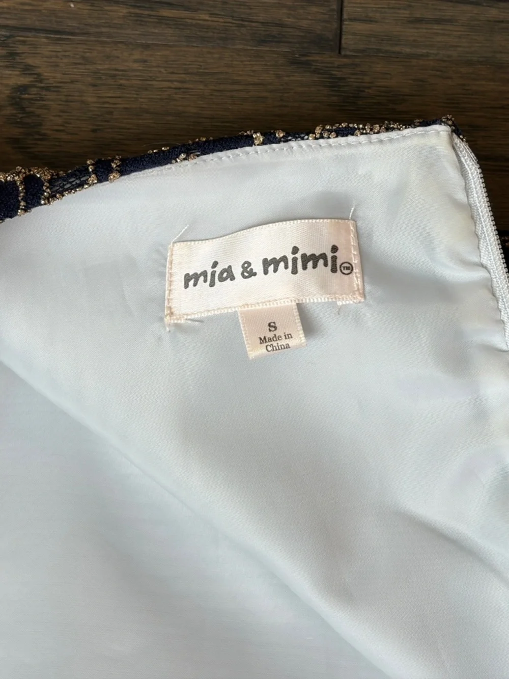 Mia & Mimi Girls Formal Dress | Navy and Gold | Girls Size Small (S)